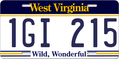 WV license plate 1GI215