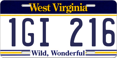 WV license plate 1GI216