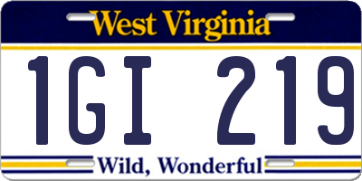 WV license plate 1GI219
