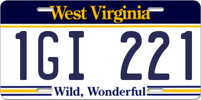 WV license plate 1GI221