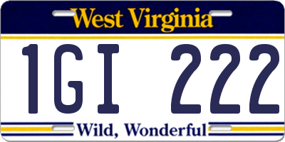 WV license plate 1GI222