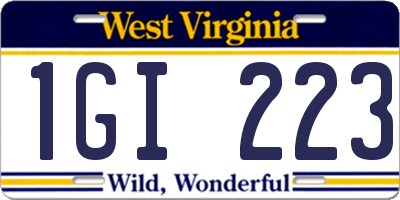 WV license plate 1GI223