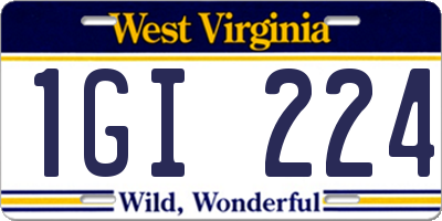 WV license plate 1GI224