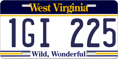 WV license plate 1GI225