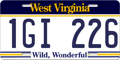 WV license plate 1GI226