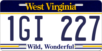 WV license plate 1GI227