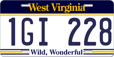 WV license plate 1GI228