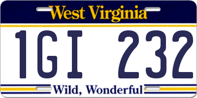 WV license plate 1GI232