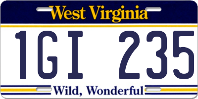 WV license plate 1GI235