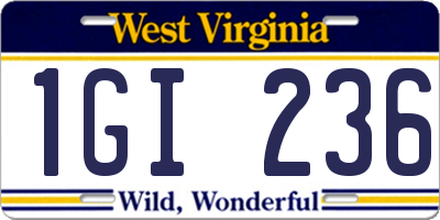 WV license plate 1GI236