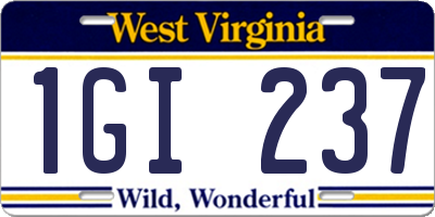 WV license plate 1GI237