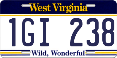 WV license plate 1GI238