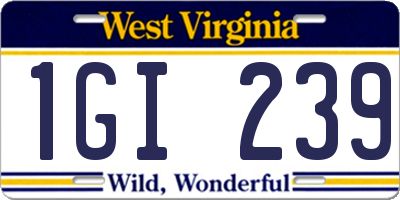 WV license plate 1GI239