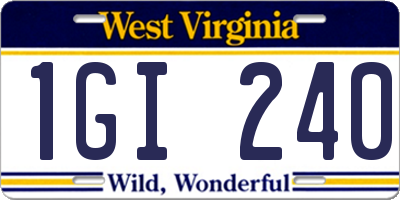 WV license plate 1GI240