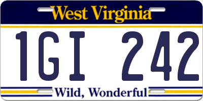 WV license plate 1GI242