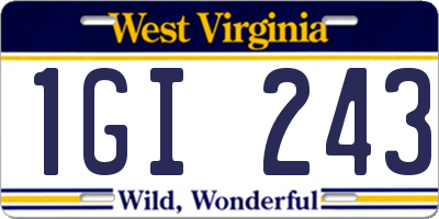 WV license plate 1GI243