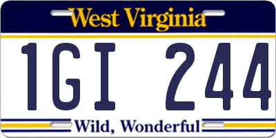 WV license plate 1GI244