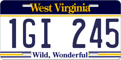 WV license plate 1GI245