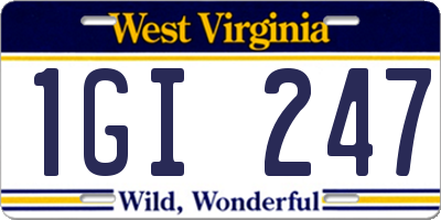 WV license plate 1GI247