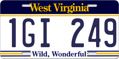 WV license plate 1GI249