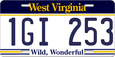 WV license plate 1GI253