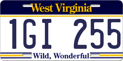 WV license plate 1GI255