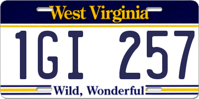WV license plate 1GI257
