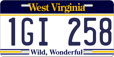 WV license plate 1GI258