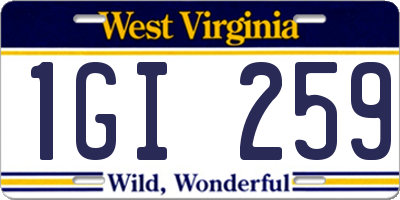 WV license plate 1GI259
