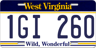 WV license plate 1GI260