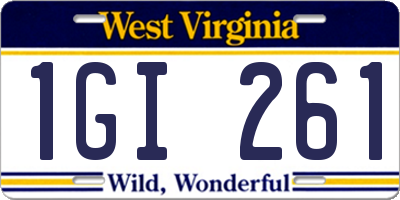WV license plate 1GI261