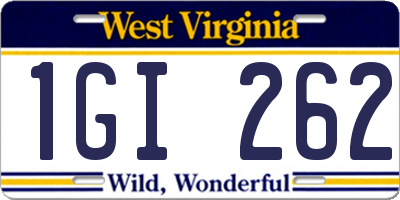 WV license plate 1GI262