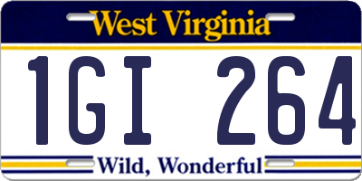 WV license plate 1GI264