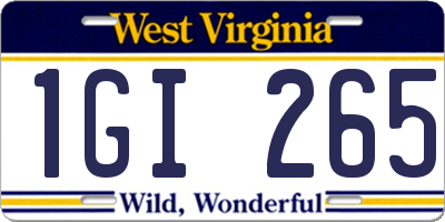 WV license plate 1GI265