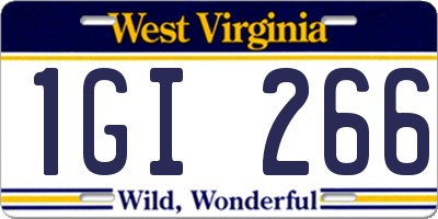 WV license plate 1GI266