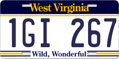 WV license plate 1GI267