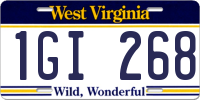 WV license plate 1GI268
