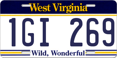 WV license plate 1GI269
