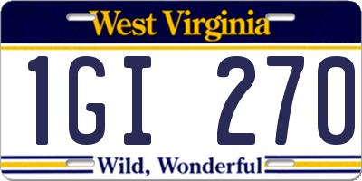 WV license plate 1GI270