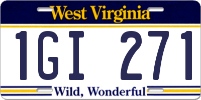 WV license plate 1GI271