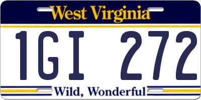 WV license plate 1GI272