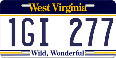 WV license plate 1GI277