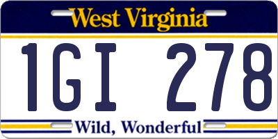 WV license plate 1GI278