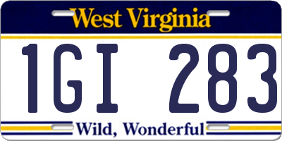 WV license plate 1GI283