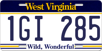 WV license plate 1GI285