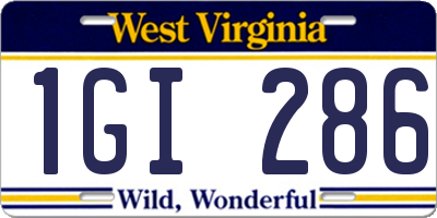 WV license plate 1GI286