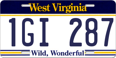 WV license plate 1GI287