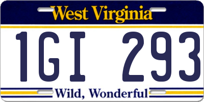 WV license plate 1GI293