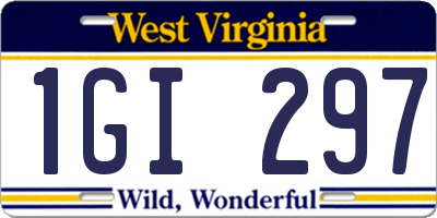 WV license plate 1GI297