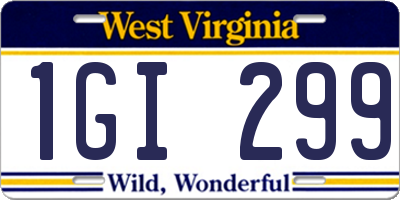 WV license plate 1GI299